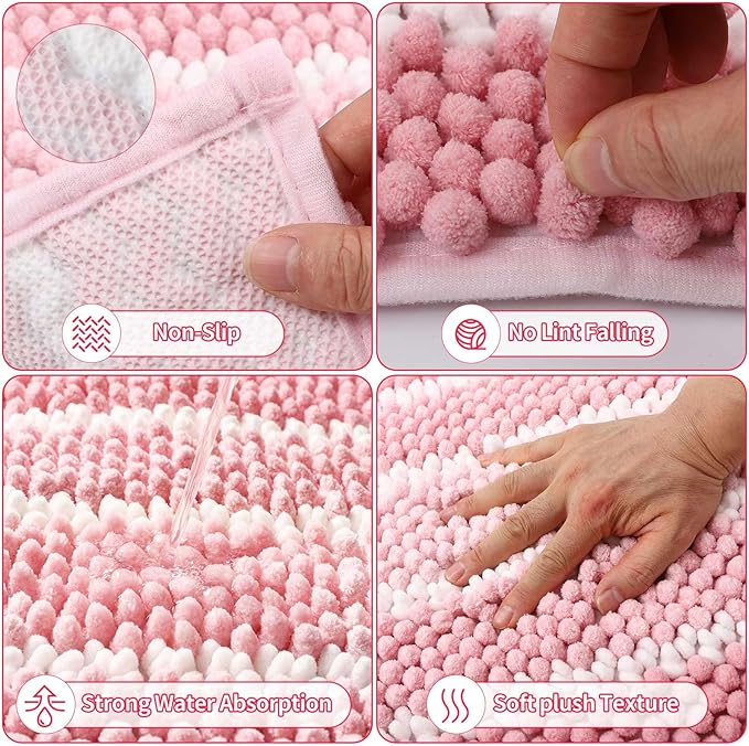 25PCS Pink Bathroom Accessories Sets Complete, with Shower Curtain, Rugs, Trash Can and Toilet Brush, Toothbrush Holder and Cup, Soap Dispenser, Soap Dish, Qtip Holder, Bathroom Decor Sets