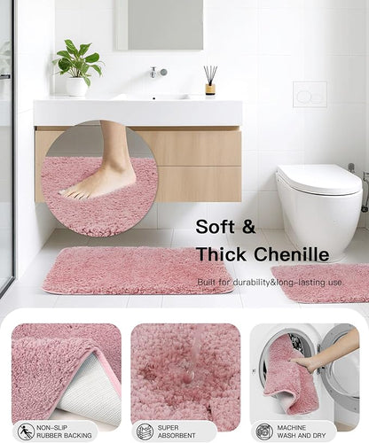 Bathroom Accessories Set,Pink Bathroom Set,24 Pieces Bathroom Accessory Set with Shower Curtain,Trash Can for Bathroom Accessories Décor and Home Gifts