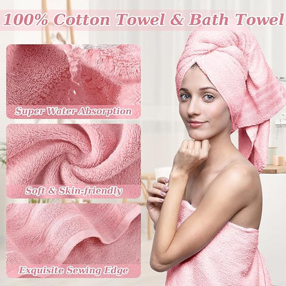 Pink Bathroom Accessories Set, Bathroom Sets with Shower Curtain, Bath Towel Set, Pink Shower Curtain Set with Bathroom Trash Can, Soap Dispenser, Soap Dish for Home Decor