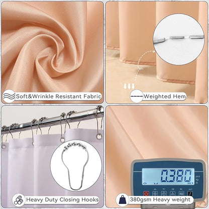 Bathroom Accessory Set–Bathroom Set with Shower Curtain and Rugs, No Slip Bathroom Rugs Super Absorbent,White Ombre Waterproof Shower Curtain with Hooks, White Bathroom Sets Complete for Home