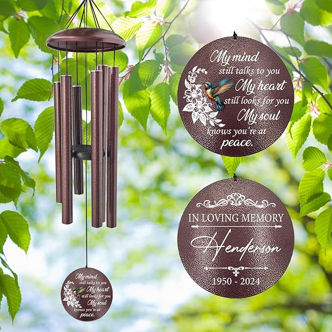 ASTARIN 36" Large Deep Tone Personalized Sympathy Wind Chimes, Memorial Wind Chime for Loss of Mother Father Loved One, Bereavement Gifts Decor Outdoor Patio Garden Graveyard