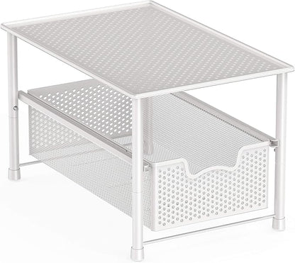 Simple Houseware Stackable Under Sink Cabinet Sliding Basket Organizer Drawer, White