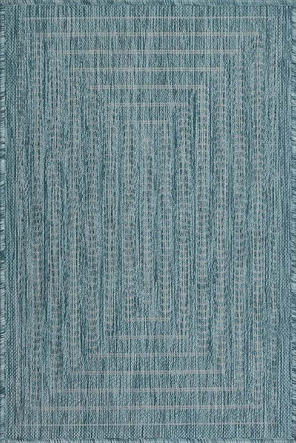 Adiva Rugs Outdoor Indoor Area Rug, Weather Resistant, Easy to Clean, Stain Resistant Floor Mat for Dining Room, Backyard, Deck, Patio (Aqua Weiss, 2' x 3')