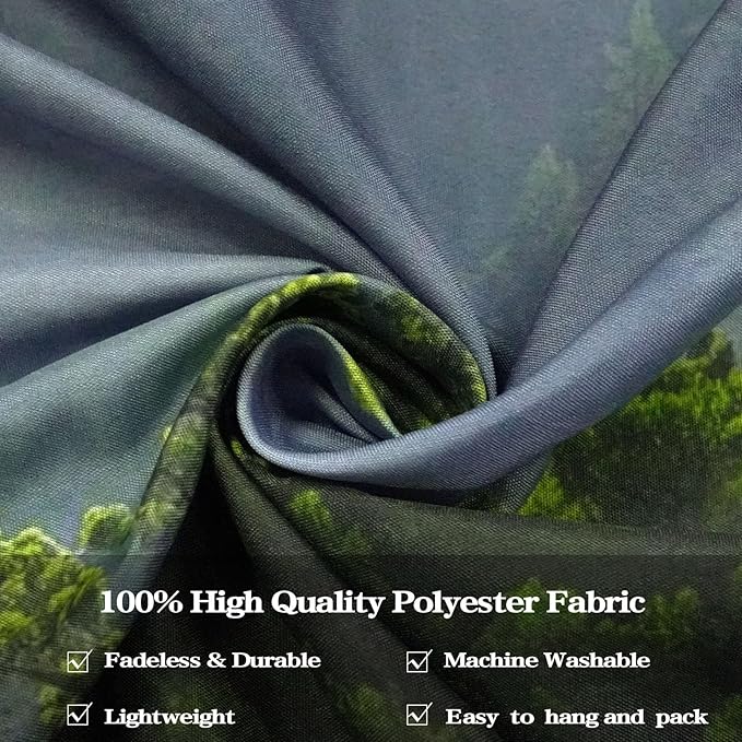 AMM Nature Forest Mountain Tapestry Green Misty Pine Tree Tapestry for Bedroom Aesthetic Foggy Woodlands Sky Landscape Tapestries Wall Hanging for Living Room Dorm 90 x 68 Inch