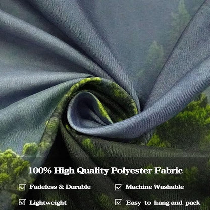 AMM Nature Forest Mountain Tapestry Green Misty Pine Tree Tapestry for Bedroom Aesthetic Foggy Woodlands Sky Landscape Tapestries Wall Hanging for Living Room Dorm 90 x 68 Inch