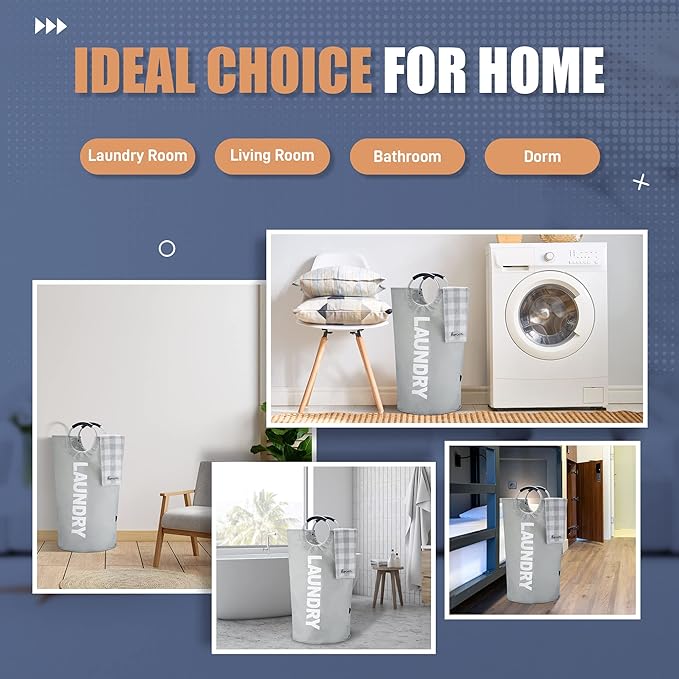 Caroeas 90L Laundry Basket (13 Colors), Waterproof Laundry Hamper, Laundry Bag with Padded Handles, Clothes Hamper, Collapsible Laundry Basket Easy Storage