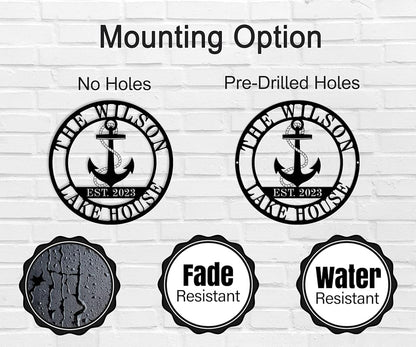 Personalized Lake House Decor, Custom Nautical Wall Decor, Nautical Decor for Home, Beach House Decor, Outdoor Nautical Decor, Outdoor Metal Lake House Signs, Lake House Gifts