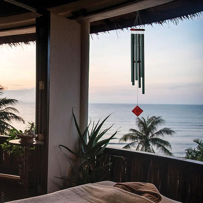 Woodstock Chimes Neptune Wind Chime for Outside 54" Large Evergreen, Deep Tone Sound for Outdoor Garden, Patio, Porch Decor, Encore Collection DCE54