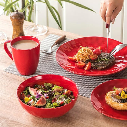 vicrays Coffee Mug Set, 12 Ounce, Ceramic Mug for Men, Women, Unique Glazed Mugs with Handle for Coffee, Tea, Milk, Cocoa, Cereal - Set of 6 Red