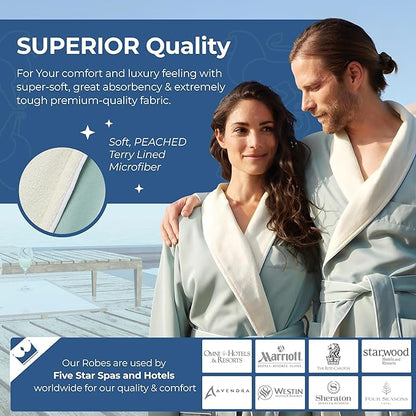 Terry Lined Microfiber Hotel Robe - Luxury Spa Bathrobe by Monarch/Cypress