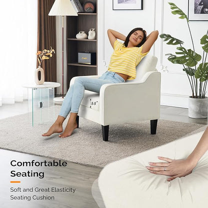 VINGLI Mid Century Modern Accent Chairs Set of 2, Comfy Armchair Chenille Sofa Upholstered Side Reading Chair for Living Room, Bedroom, Play Room, Apartment, Office