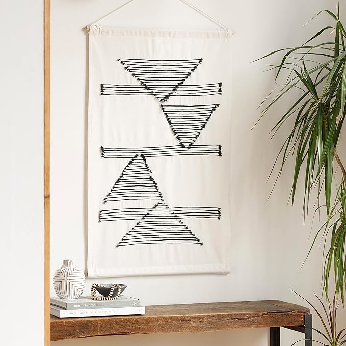 Mark&Day Wall Art, Hohenzell Modern Farmhouse Ivory Macrame Tapestry Wall Hanging for Living Room, Bedroom, Office or Kitchen (36"H x 24"W)