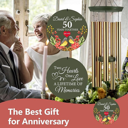 ASTARIN 50th Anniversary Wind Chimes Personalized, 30"/36" Deep Tone Wind Chimes for Wife Husband Parents, Romantic Souvenirs for Men Women Couple