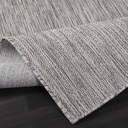 Washable Indoor Outdoor Rug 8x10 Weather Resistant Area Rugs Modern Solid for Porch Deck Balcony Backyard Patio Outside Carpet (8 X 10 Silver Grey)