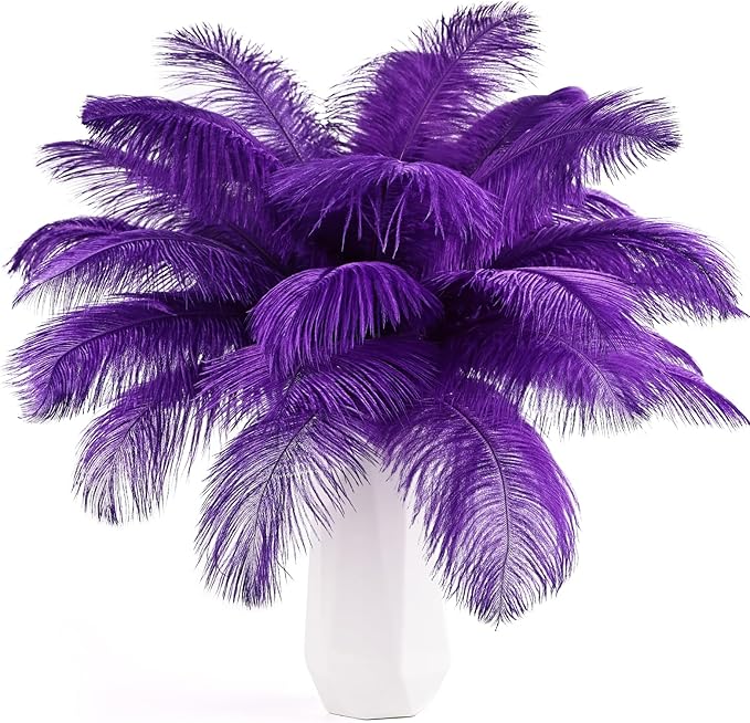 THARAHT Purple Ostrich Feathers 12pcs Natural Bulk 10-12Inch 25cm-30cm for Crafts Wedding Party Centerpieces Halloween and Decoration Feather
