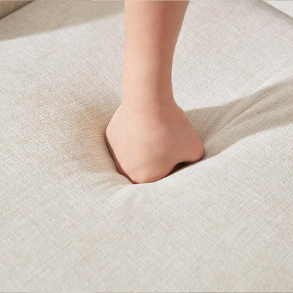 VKNOW Upholstered Dining Chairs Set of 2, Modern Kitchen Chairs Dinner Chairs with 4 Casters, Linen Armchair for Bedroom Reading Room Living Room, Beige