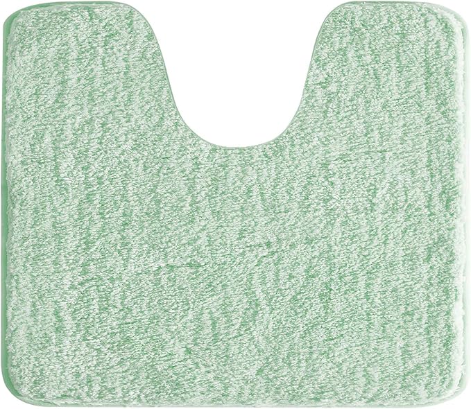 Suchtale Bathroom Contour Rug Non Slip Bath Mat Water Absorbent Soft Microfiber Shaggy Bathroom Mat Machine Washable Bath Rug for Bathroom Thick Plush U Shape Toilet Rug (20 x 24, Pale Green)