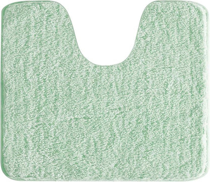 Suchtale Bathroom Contour Rug Non Slip Bath Mat Water Absorbent Soft Microfiber Shaggy Bathroom Mat Machine Washable Bath Rug for Bathroom Thick Plush U Shape Toilet Rug (20 x 24, Pale Green)