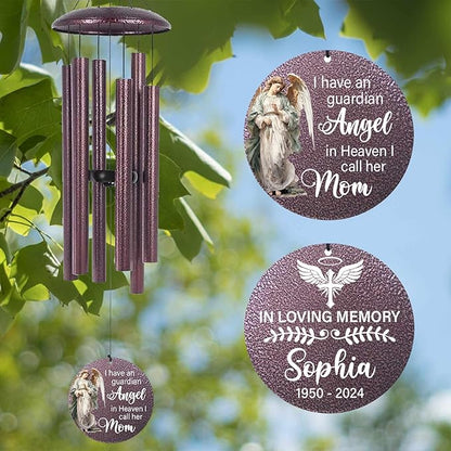 ASTARIN 36" Large Deep Tone Personalized Sympathy Wind Chimes, Memorial Wind Chime for Loss of Mother Father Loved One, Angel Bereavement Gifts Decor Outdoor Patio Garden Graveyard