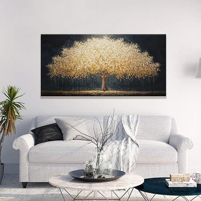 Wall Art Gold Tree Of Life Modern Wall Art Artwork Canvas Art Wall Decor Painting Gold Tree Pictures Abstract Wall Decor For Living Room Bedroom Dining Room Home Office Artwork Ready To Hang 24"X 48"