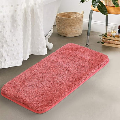 Suchtale Large Shaggy Bath Mat - Extra Soft & Absorbent Microfiber Bath Mat for Bathroom - Non Slip, Machine Washable - Rubber Back (24 x 40 Living Coral)