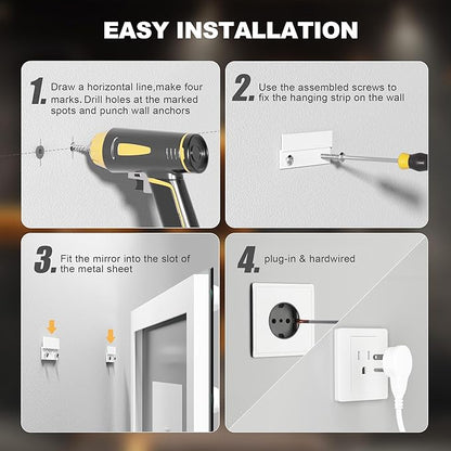 Hasipu LED Bathroom Mirror with Lights, 40" x 24" Hollywood Wall-Mounted Bathroom Mirror with 16 Dimmable Bulbs, 3 Colors Modes, Touch Control, Anti-Fog, Memory Function, Shatter-Proof, ETL Listed