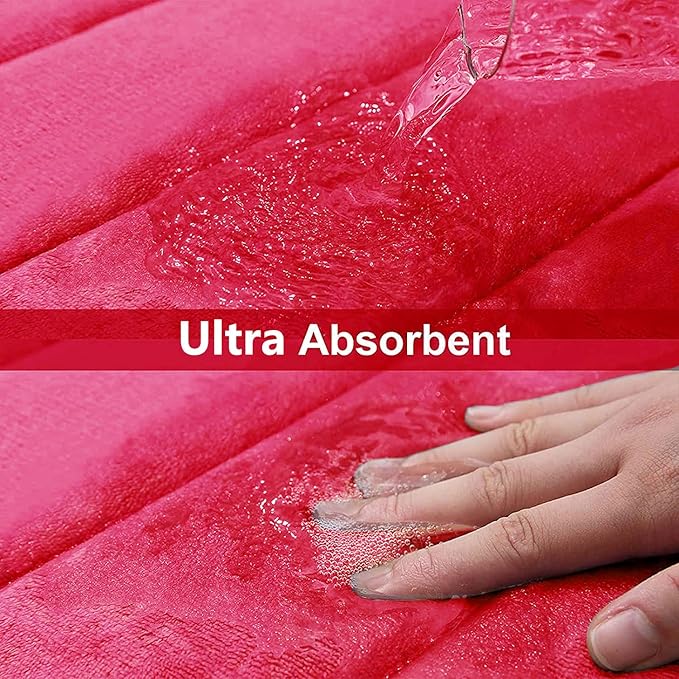 Buganda Memory Foam Bath Mat, 35.4" x 24", Ultra Soft and Non-Slip Bathroom Rugs, Water Absorbent and Machine Washable Bath Rug Runner for Bathroom, Shower, and Tub, Deep Pink