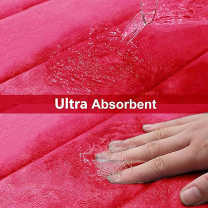 Buganda Memory Foam Bath Mat, 35.4" x 24", Ultra Soft and Non-Slip Bathroom Rugs, Water Absorbent and Machine Washable Bath Rug Runner for Bathroom, Shower, and Tub, Deep Pink