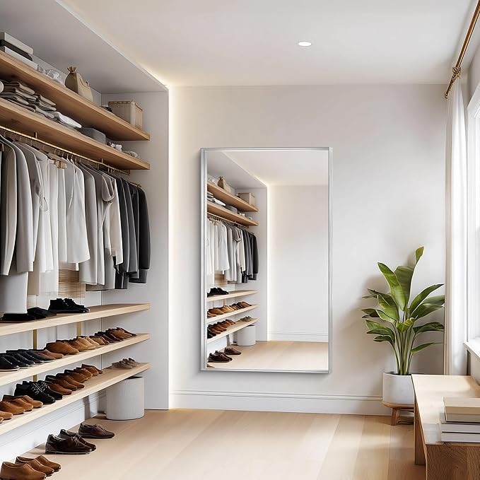 Silver Bathroom Mirror, 36x60 Inch Rectangular Deep Frame Mirror, Large Wall Mounted Bathroom Vanity Mirror Over Sink for Bedroom,Restroom, Living Room, Hangs Vertically or Horizontally