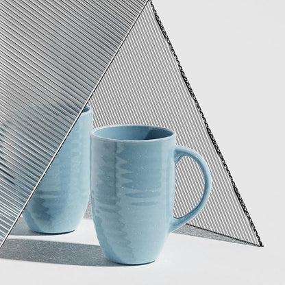 Set of 4 Oversized 20oz Tall Ceramic Latte Coffee Mugs, Gift Set for Cococa, Tea and More. With Large Handles; Dishwasher and Microwave Safe. (Blue)