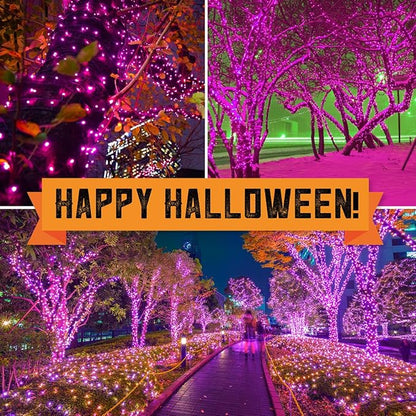 100LIGHTS Purple Extra-Bright with End Connectors Halloween Decorative Lights 5.98m UL Certified Mini String Light Set Waterproof for Halloween Home Garden Christmas Tree Party Patio Wedding