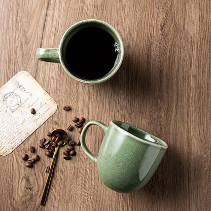 AmorArc 12oz Coffee Mugs, Ceramic Coffee Mugs set of 6 for Man, Woman, Dad, Mom, Modern Coffee Mugs with handle for Latte/Cappuccino/Milk/Cocoa. Dishwasher&Microwave Safe, Jade Green