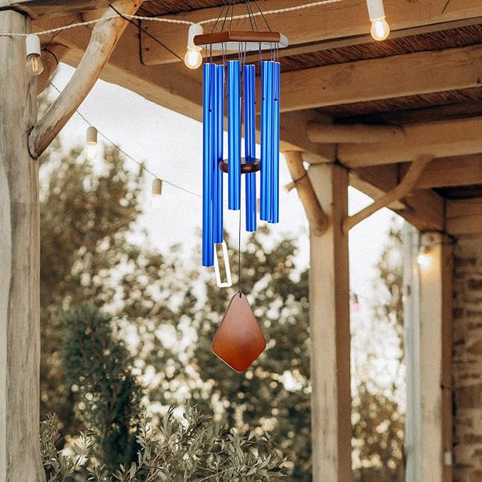 Wind Chimes for Outside, Windchime Outdoor with 6 Tuned Tubes, Elegant Chime for Garden Patio Decoration, Blue