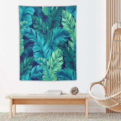 ICMOLYYENLO Tropical Green Plant Tapestry, Green Palm Leaves Natural Landscape Print Wall Tapestry for Bedroom Living Room Dormitory 40x60 Inch