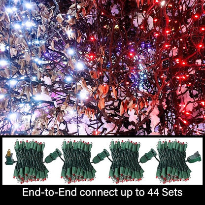 100 Count RED and White - String Lights - 21.6FT LED Christmas Lights, Mini led Lights for Indoor Outdoor Home Holiday Party Wedding Independence Day Decoration