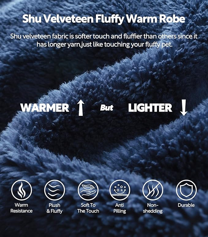 DAVID ARCHY Men's Soft Fleece Plush Robe Full Length Long Bathrobe