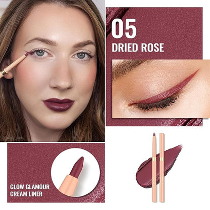 Oulac Rose Retractable Eyeliner Pencil 2in1 Waterproof Makeup Pen for Eye Liner and Lip Liners, Smooth and Creamy, Long Lasting Matte Finish, Vegan & Cruelty-Free, 05 Dried Rose