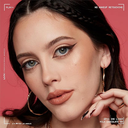 NYX PROFESSIONAL MAKEUP Epic Ink Liner, Waterproof Liquid Eyeliner with Vegan Formula - Milk Chocolate (Brown Matte)