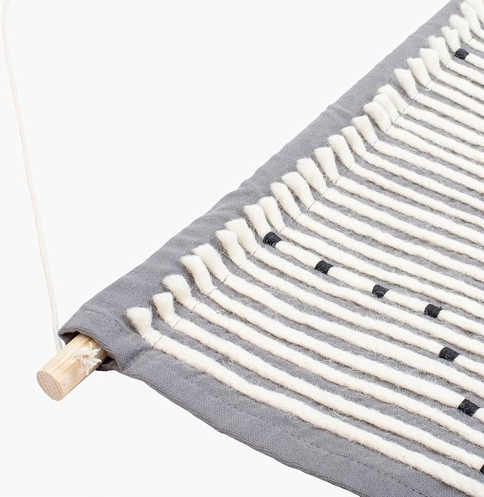 Mark&Day Wall Art, Schlublberg Modern Farmhouse Medium Gray Macrame Tapestry Wall Hanging for Living Room, Bedroom, Office or Kitchen (36"H x 24"W)