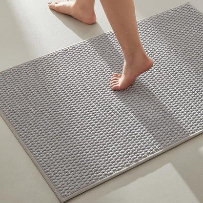 Bathroom Rugs Non Slip Washable, Super Absorbent Thin Bath Mat Quick Dry Low Pile Bathroom Rug, Light Grey 24"x47"