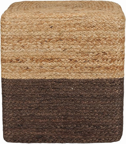 REDEARTH · Cube Pouf Foot Stool Ottoman - Jute Braided Pouffe Poof Accent Sitting Footrest for The Living Room, Bedroom, Nursery, Patio, Lounge & Other Rooms (14.5”x14.5”x16”; Natural Acorn)