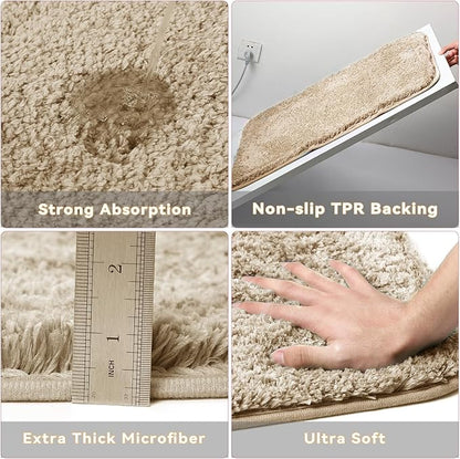 Beige Bathroom Accessories Set with Glitter Shower Curtain and Rugs,Bathroom Sets with Extra Soft and Absorbent Bath Rugs Sequin Shower Curtain Green Bathroom Sets for Bath Decor