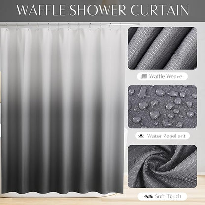 32PCS Bathroom Accessories Set Bathroom Set,Grey Shower Curtain Set,Bath Towel Set,Hand Towel,Toilet Brush,Trash Can & 3PCS Soap Dispenser