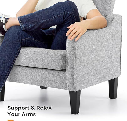 VINGLI Accent Chairs for Living Room Mid Century Modern Chair Sofa Chair Upholstered Arm Chair with Scooped Arms for Bedroom, Apartment, Office, Studio, Waiting Room, Play Room