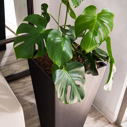 XBrand Modern 28-Inch Square Planter, Modern Tapered Planter Perfect for Indoor & Outdoor, Patio Décor, Set of 2