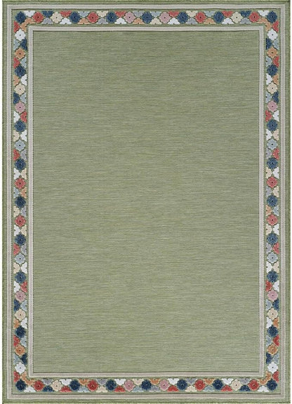 Beverly Rug Outdoor Rug 6x9 Modern Bordered Area Rugs for Indoor and Outdoor Patio Easy to Clean Non Shedding Living Room Porch Garden Washable Outside Carpet (6 x 9 Green)