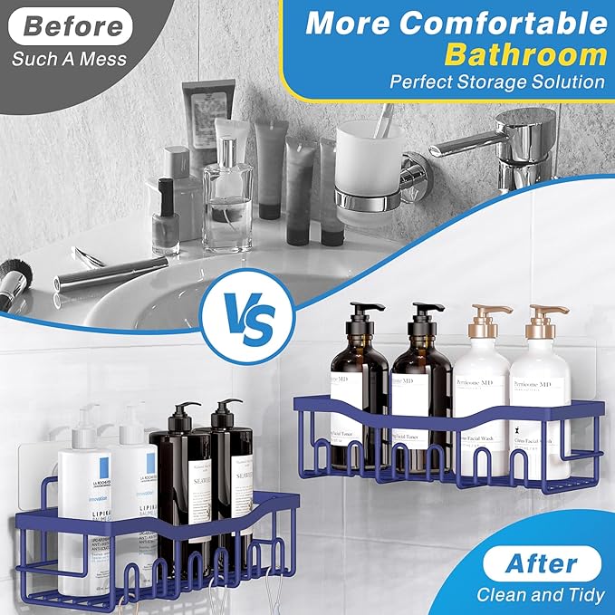 5-Pack Rustproof Stainless Steel Shower Caddy – No Drill Adhesive Bathroom Organizer with Large Capacity, Spacious Shower Shelves for Inside Shower, Kitchen & Home Decor Storage-XL Size