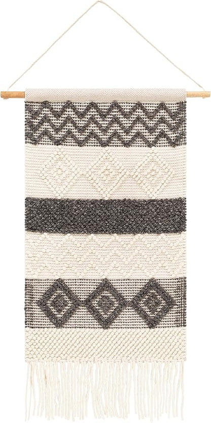 Mark&Day Wall Hanging, Flaurling Bohemian/Global Farmhouse Charcoal Tapestry Wall Hanging for Living Room, Bedroom, Office or Kitchen (44"H x 22"W)