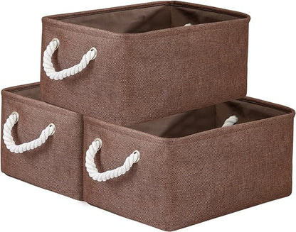 WarmHome Fabric Storage Bin Shelf Basket for Home, Closet(Brown-3 Pack, 13.8L9.8W6.7H)