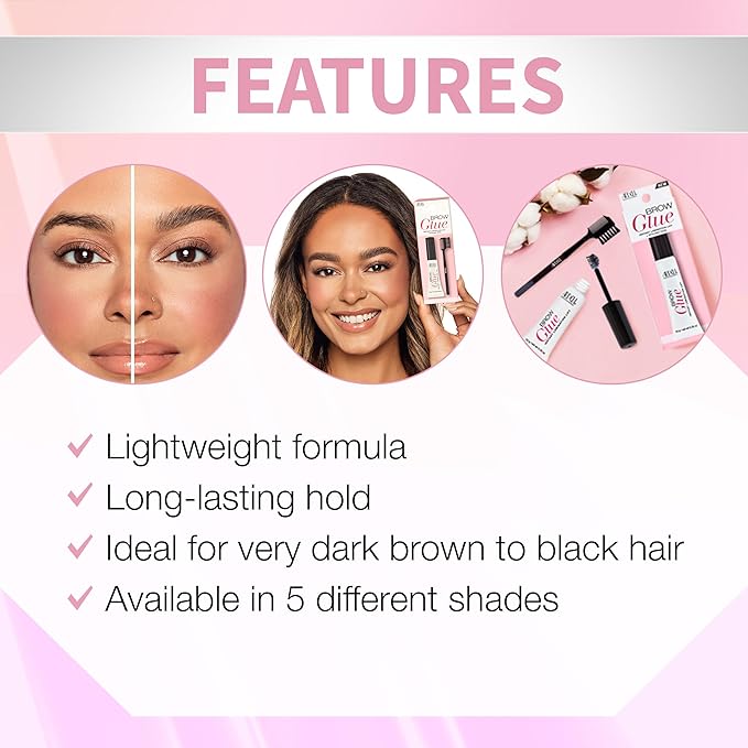 Ardell Brow Glue Soft Black with Styling Brush ?€? Instant Lamination Brow Gel for Fluffy, Defined Brows, All-Day Extreme Hold Eyebrow Gel Waterproof, 0.35 oz